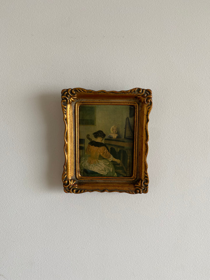Tableaux illustrations d’époque dorés style rococo