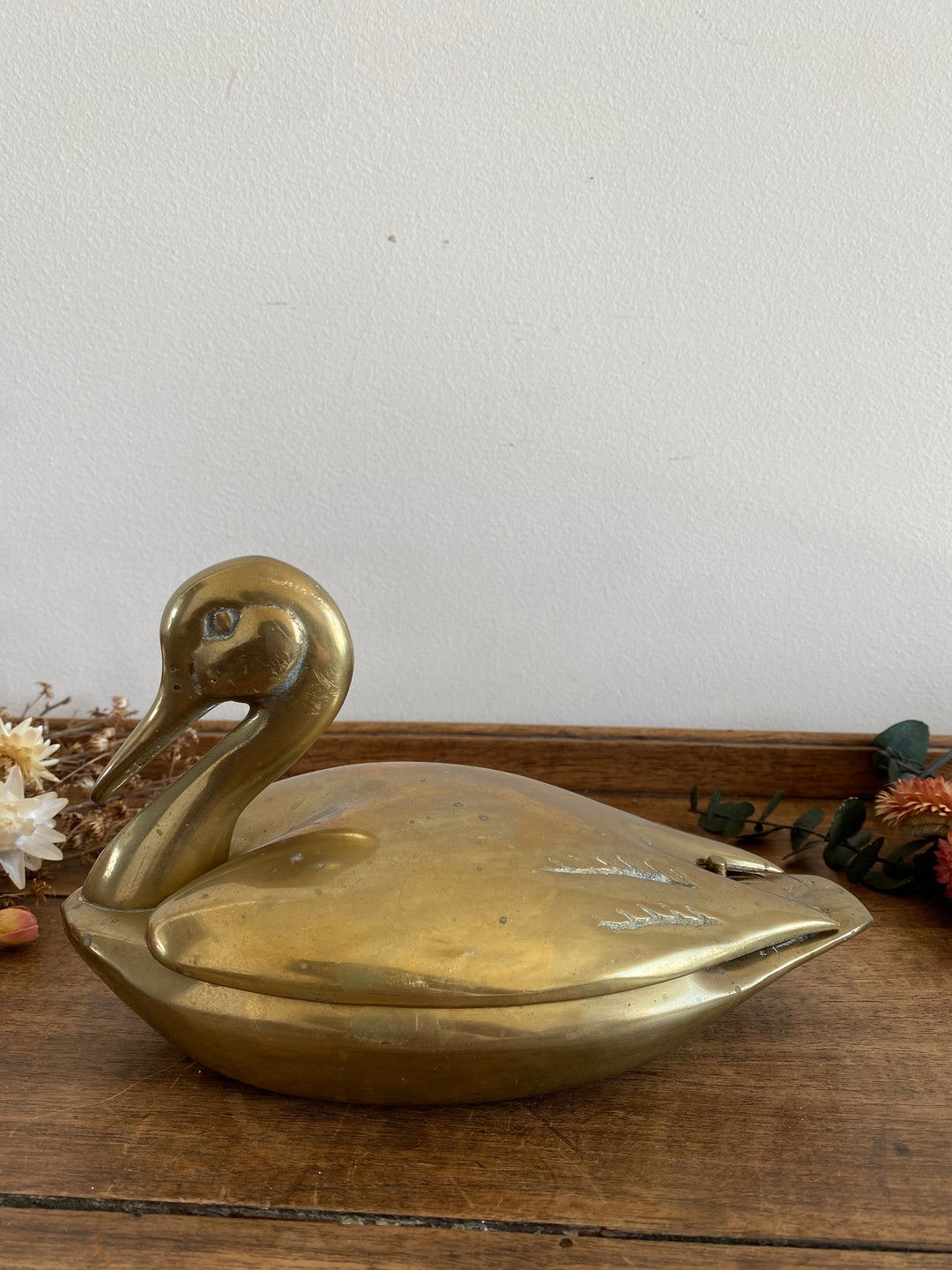 Cygne en laiton avec couvercle