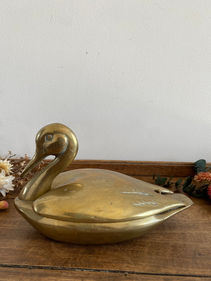 Cygne en laiton avec couvercle