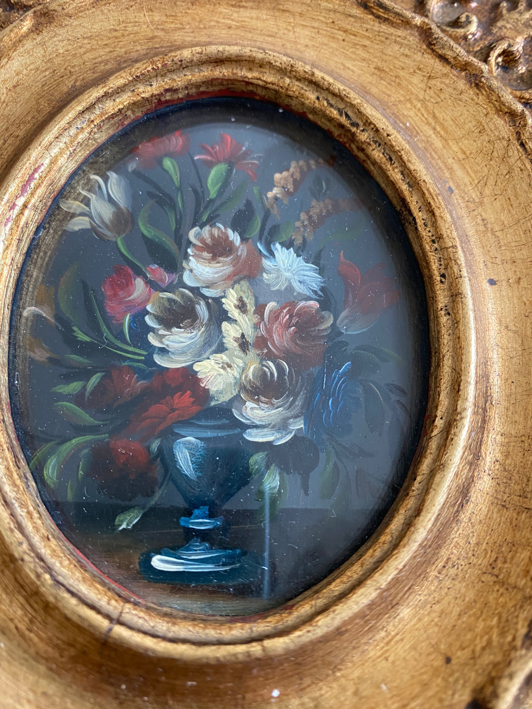 Peintures florales cadres dorés baroques