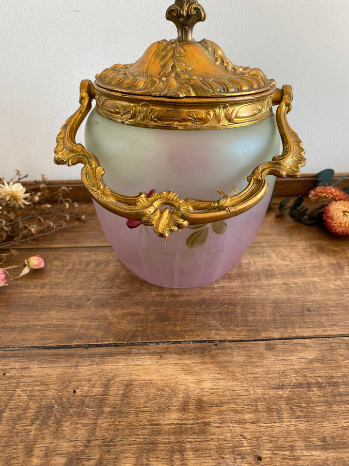 Pot à biscuit couvercle en régule Art Deco
