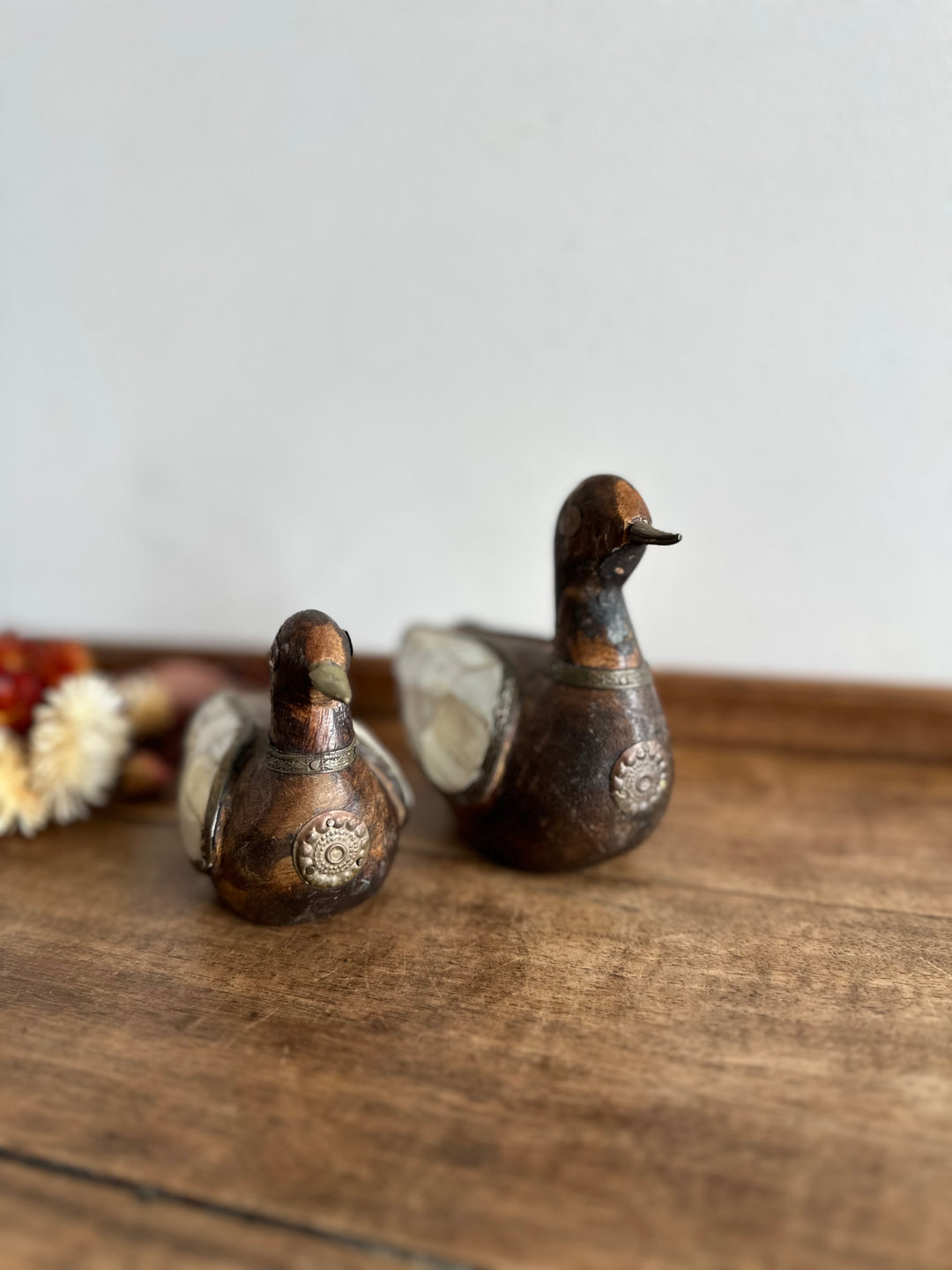 Canards en bois facettes nacrées