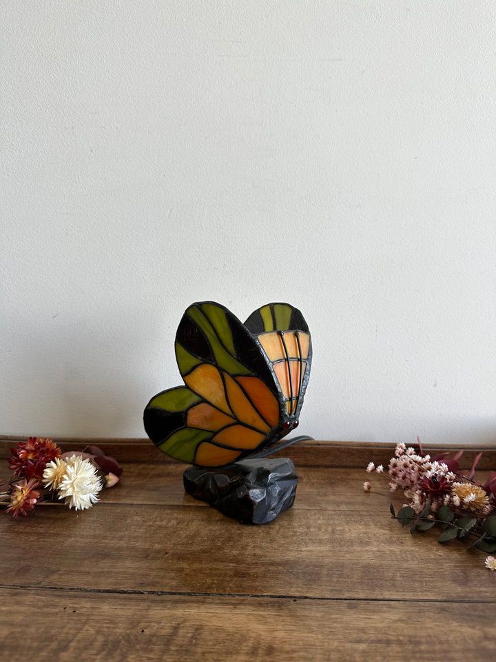 Lampe de chevet papillon en pâte de verre