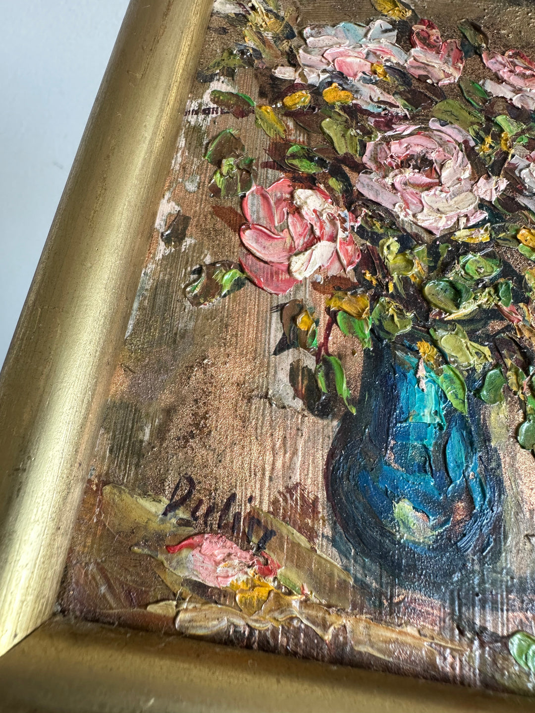 Peintures florales tailles mini dans leurs cadres en bois