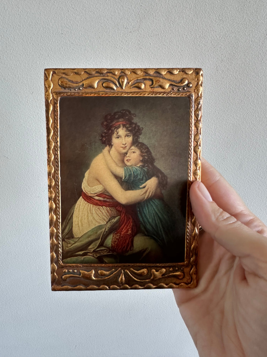 Impression sur bois doré façon icône florentine représentation de Mme Vigée le Brun et sa fille