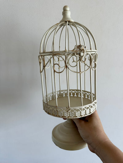 Cage décorative blanche frise fleurie