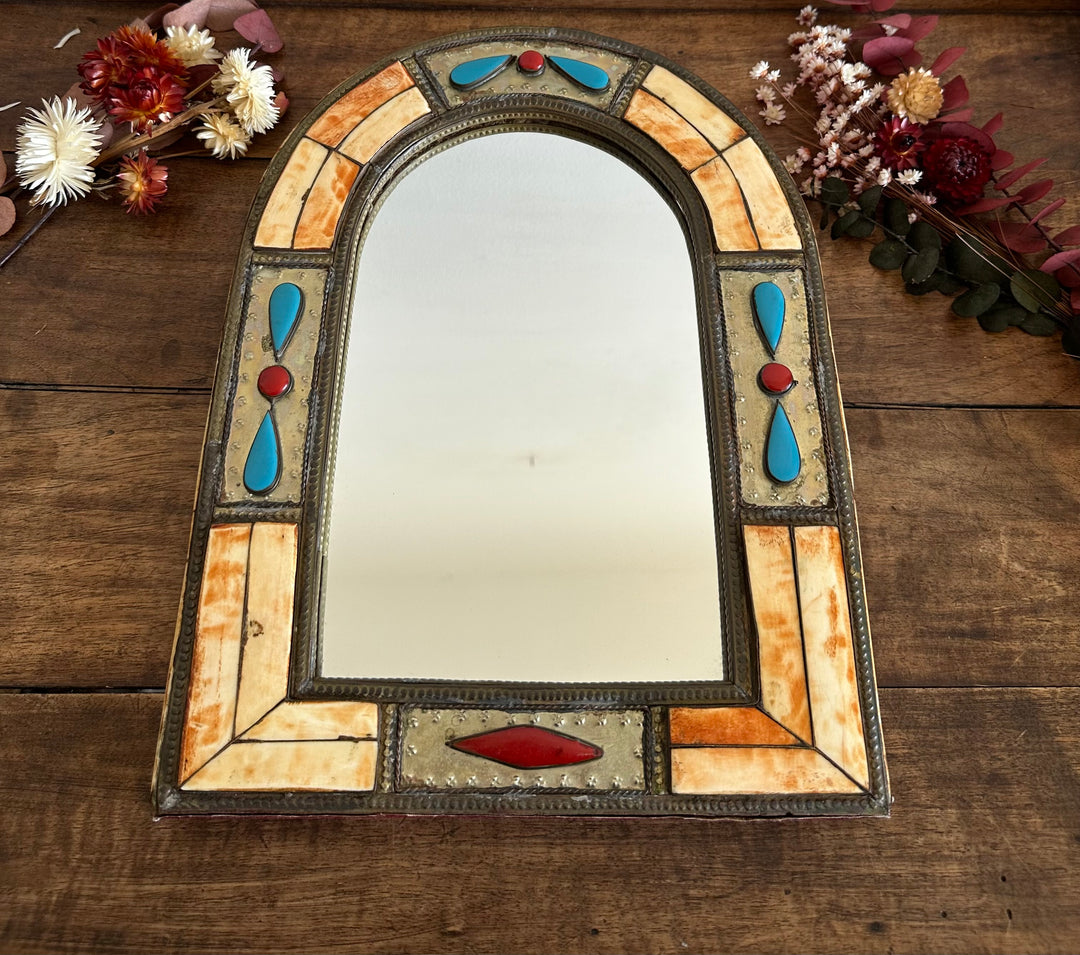 Miroir en bois style oriental années 70