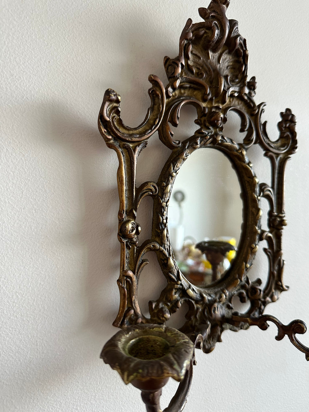 Miroir baroque en bronze bougeoirs amovibles