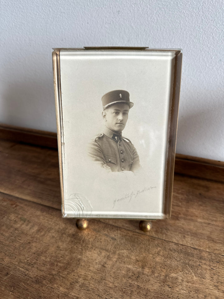 Cadres photos en laiton et verre biseauté époque Napoléon III