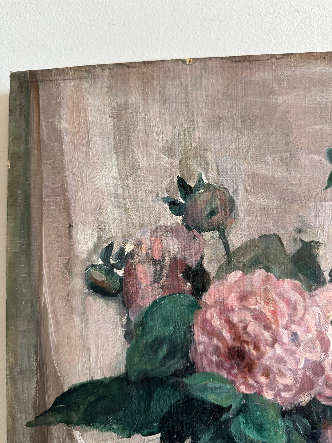 Peinture sur toile bouquet de fleurs roses 1924