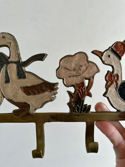 Applique murale petites oies et canards en laiton émaillé