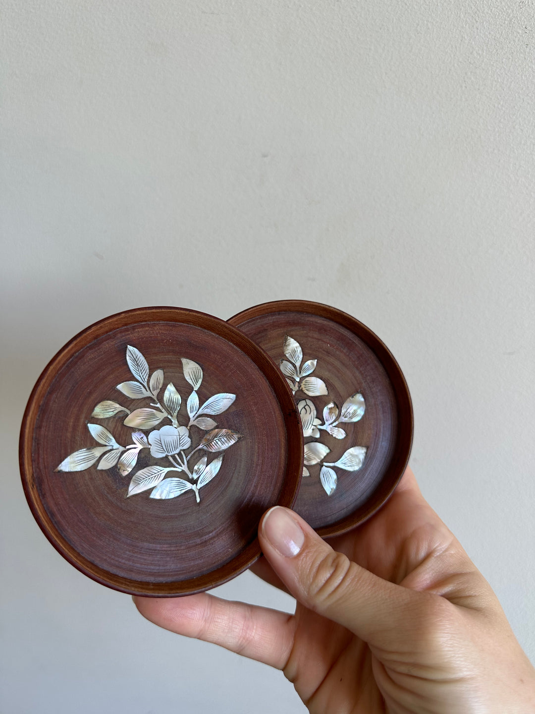 Sous-verres en bois et nacre