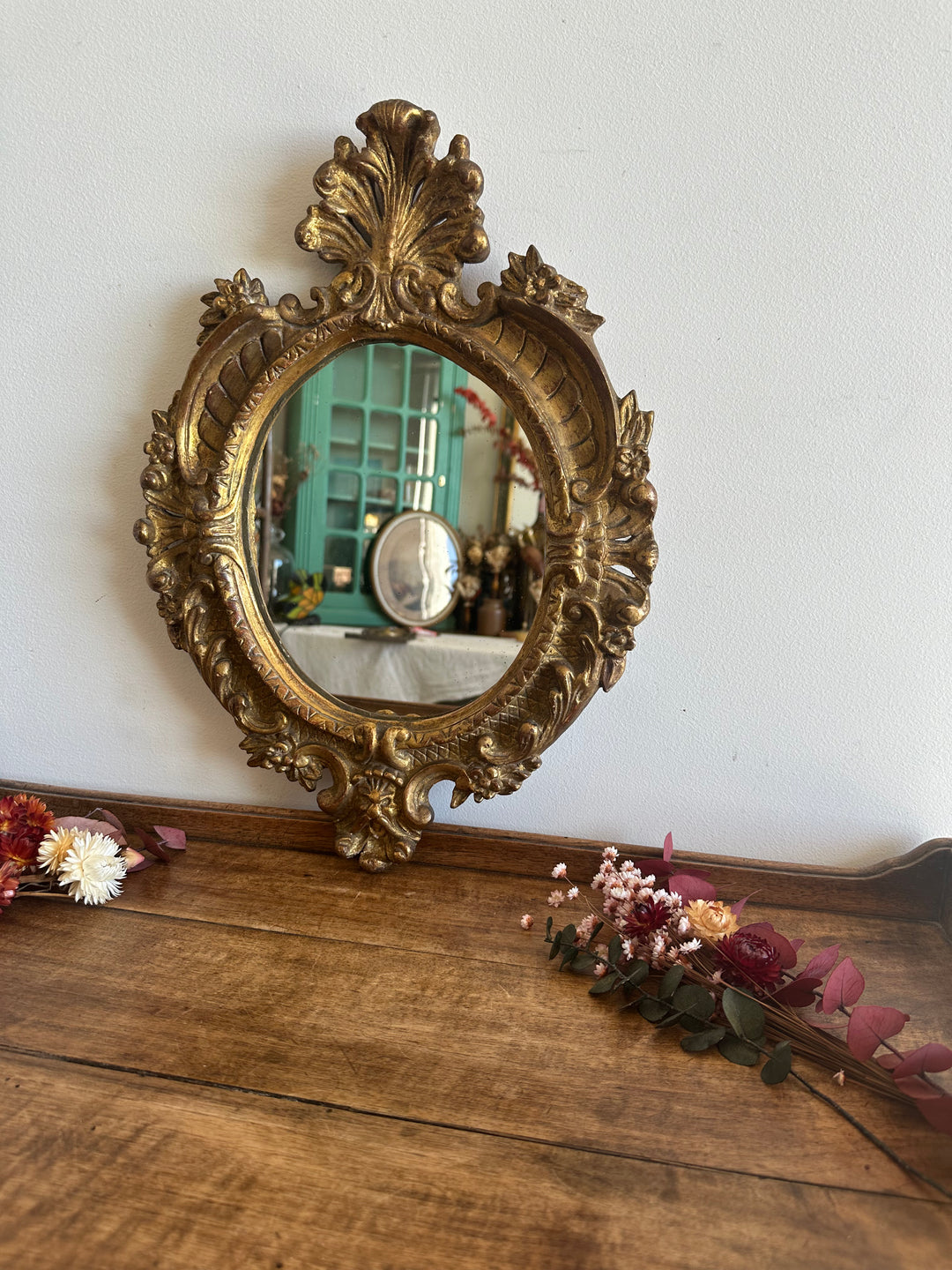 Miroir en bois et stuc 19ème style rococo