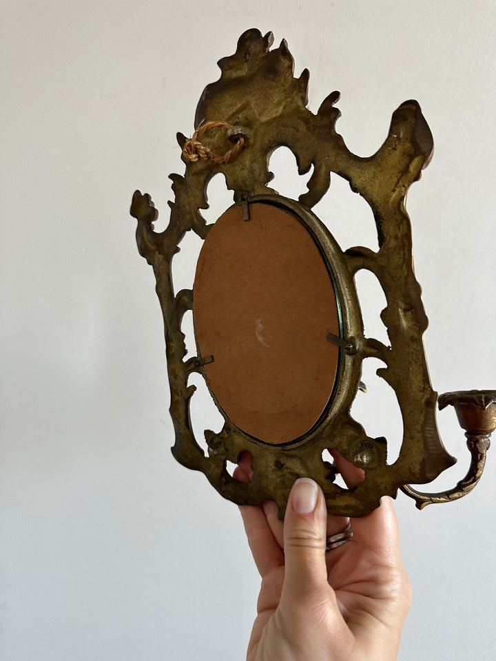 Miroir baroque en bronze bougeoirs amovibles