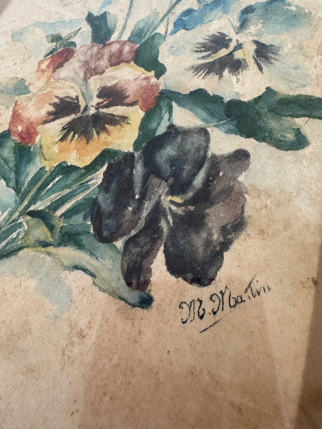 Aquarelle bouquet de fleurs années 1900