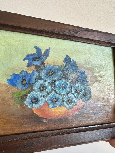 Peintures florales encadrement en bois foncé rectangulaire