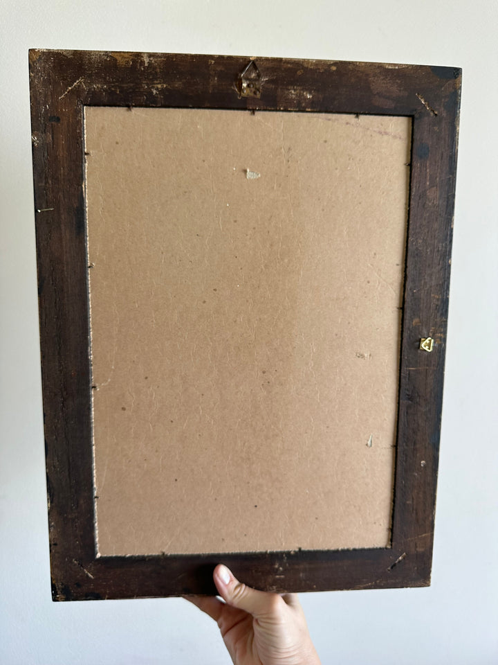 Miroir rectangulaire en bois laqué décoré à la main