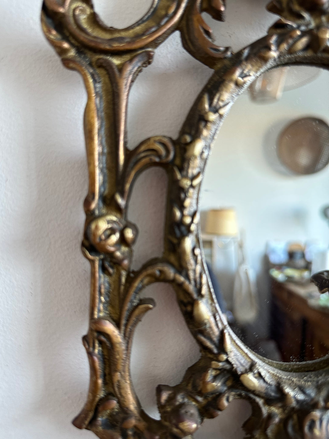 Miroir baroque en bronze bougeoirs amovibles