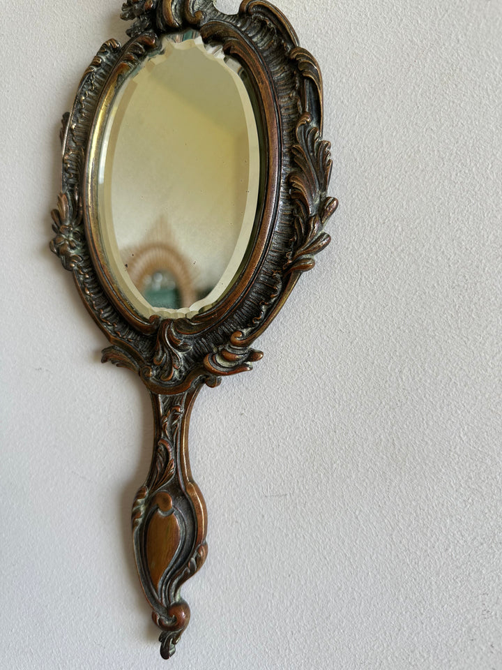 Miroir à main en bronze style rocaille