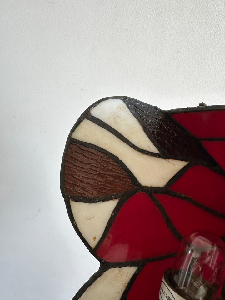 Lampe papillon à poser pâte de verre rouge et noire