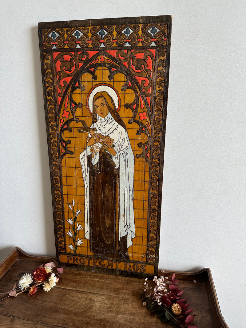 Sainte thérèse de Lisieux Protegat Nos gravure sur bois