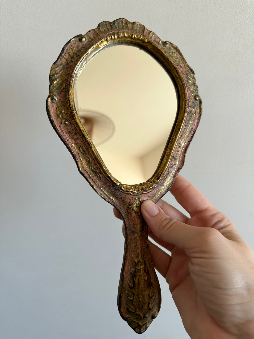 Miroir à main florentin en bois