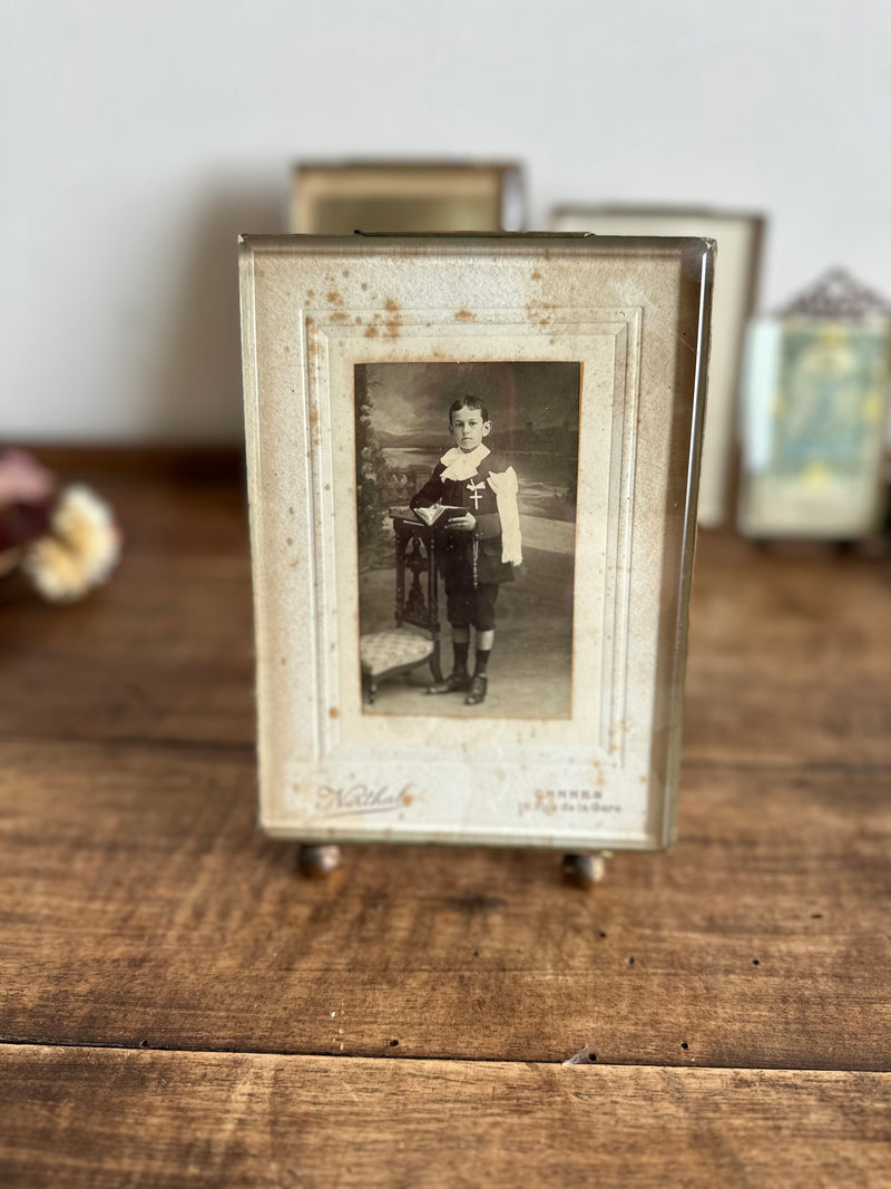 Cadres photos en laiton et verre biseauté époque Napoléon III