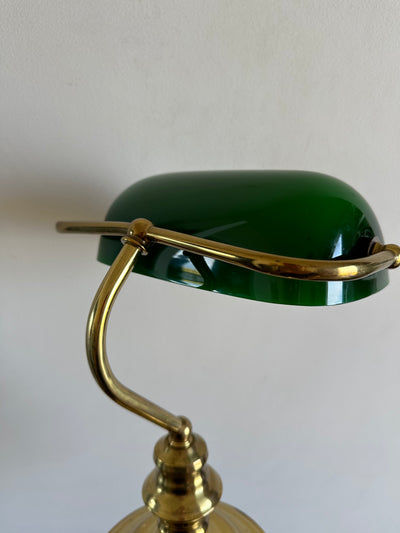 Lampe de notaire opaline verte années 90