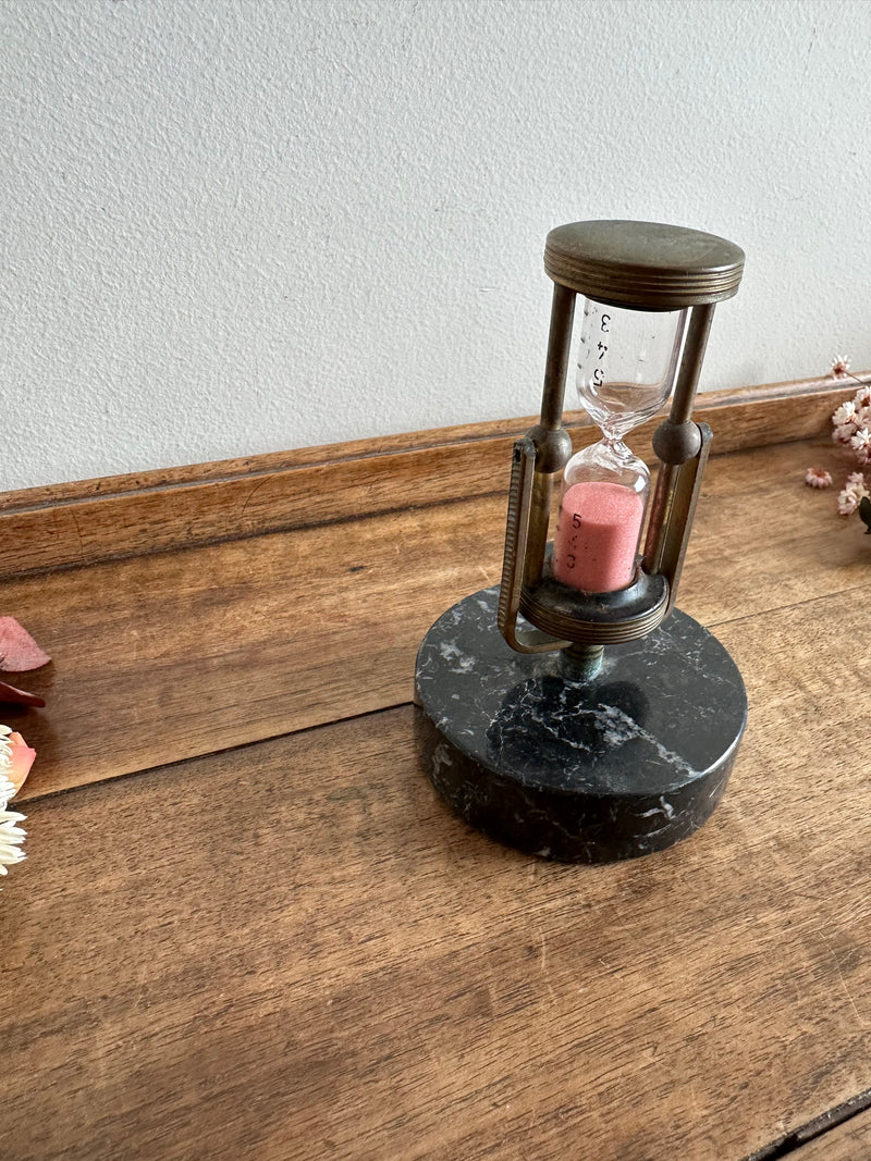 Sablier en laiton sur socle en marbre Telephone Timer