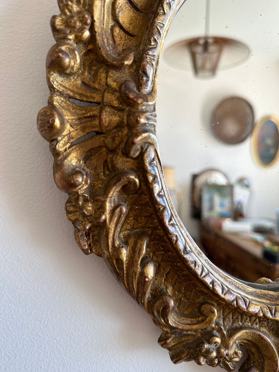 Miroir en bois et stuc 19ème style rococo