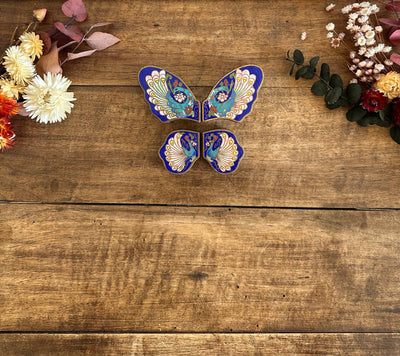 Papillon en laiton cloisonné émaillé