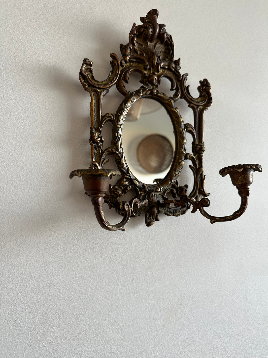 Miroir baroque en bronze bougeoirs amovibles