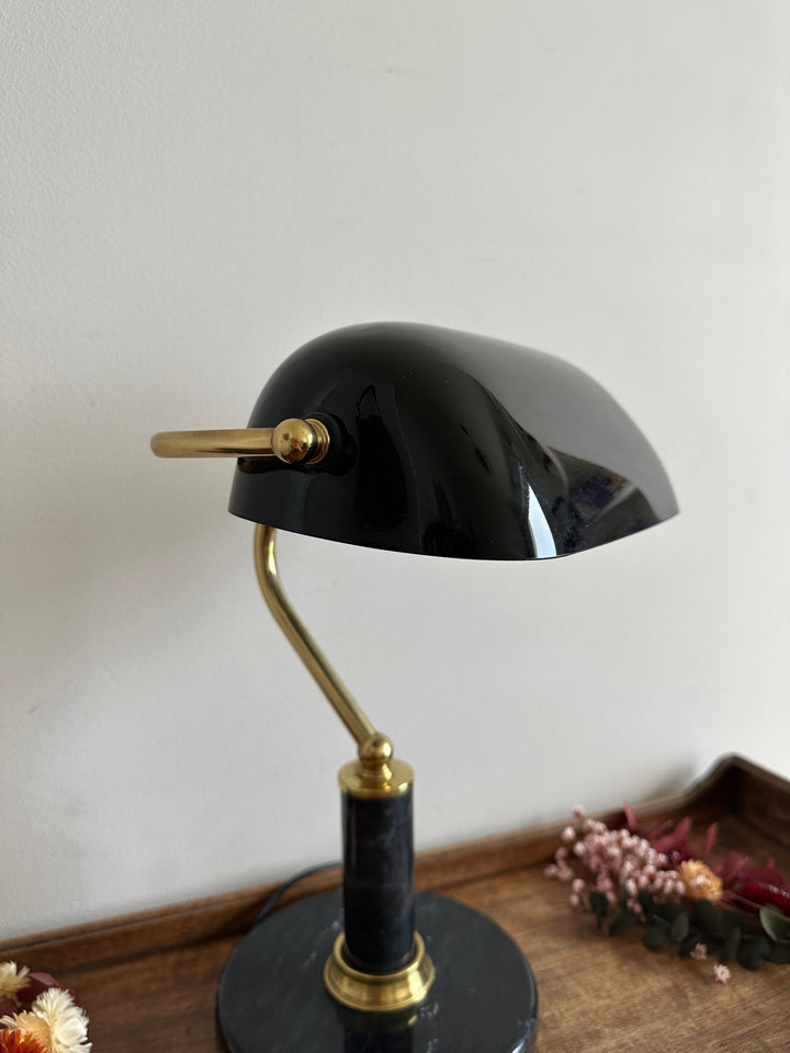 Lampe de notaire en opaline et marbre