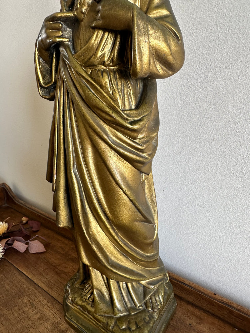 Statue du Sacré Cœur en plâtre doré