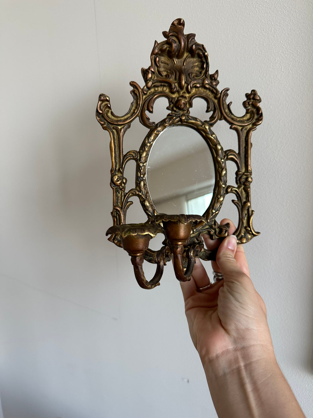 Miroir baroque en bronze bougeoirs amovibles