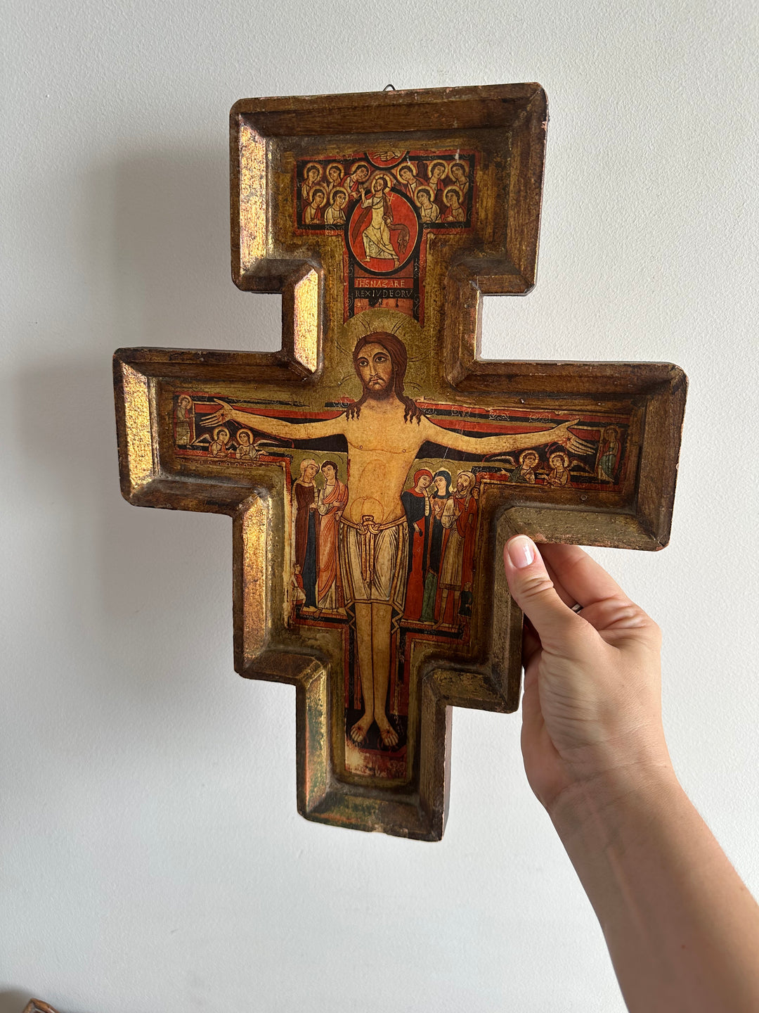 Icône religieuse Crucifix de Saint Damien support en bois