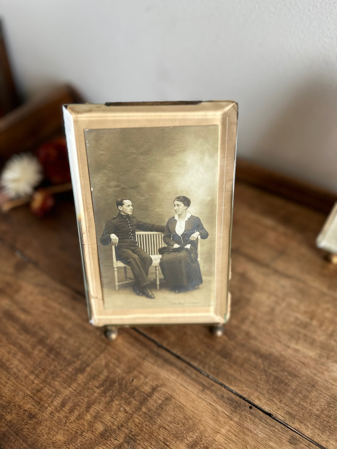 Cadres photos en laiton et verre biseauté époque Napoléon III