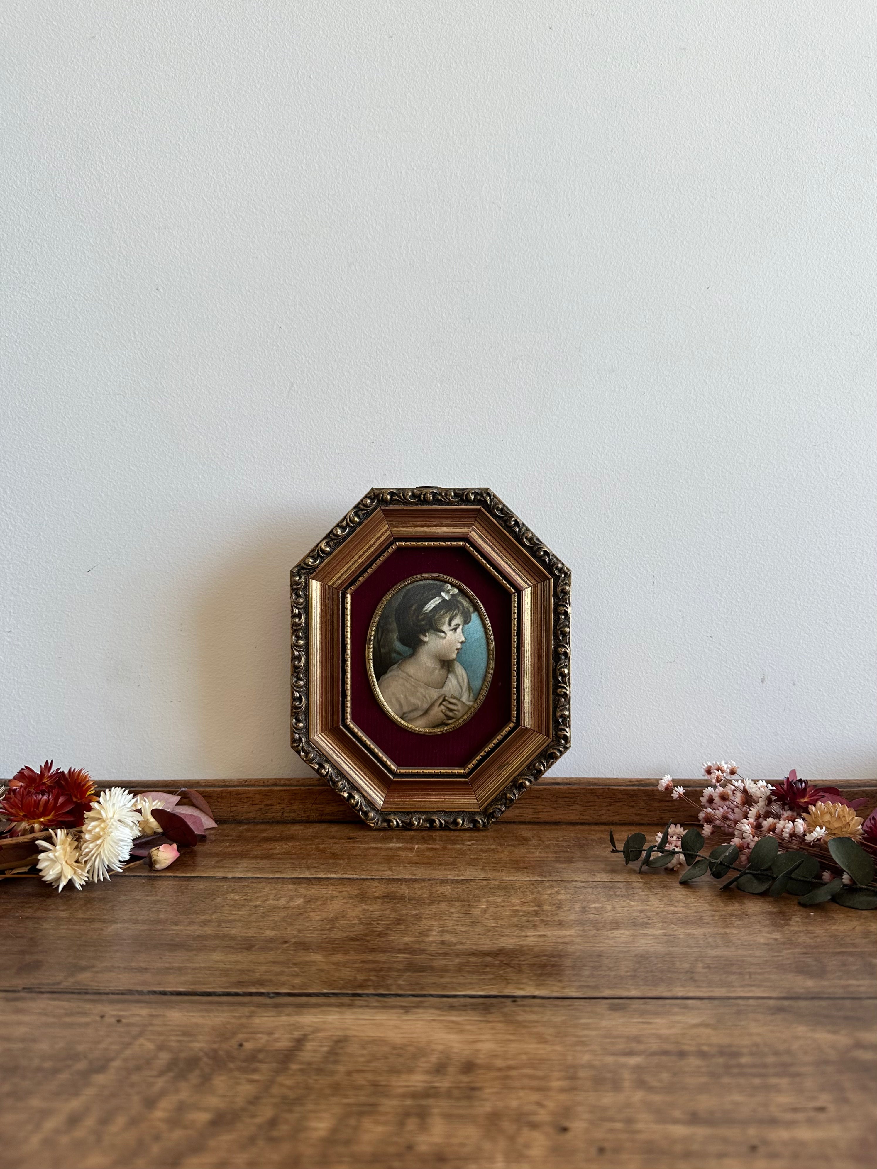 Cadre Photo Octogonal En Bois Doré – Taille Moyenne, Idéal Pour Déco Vintage