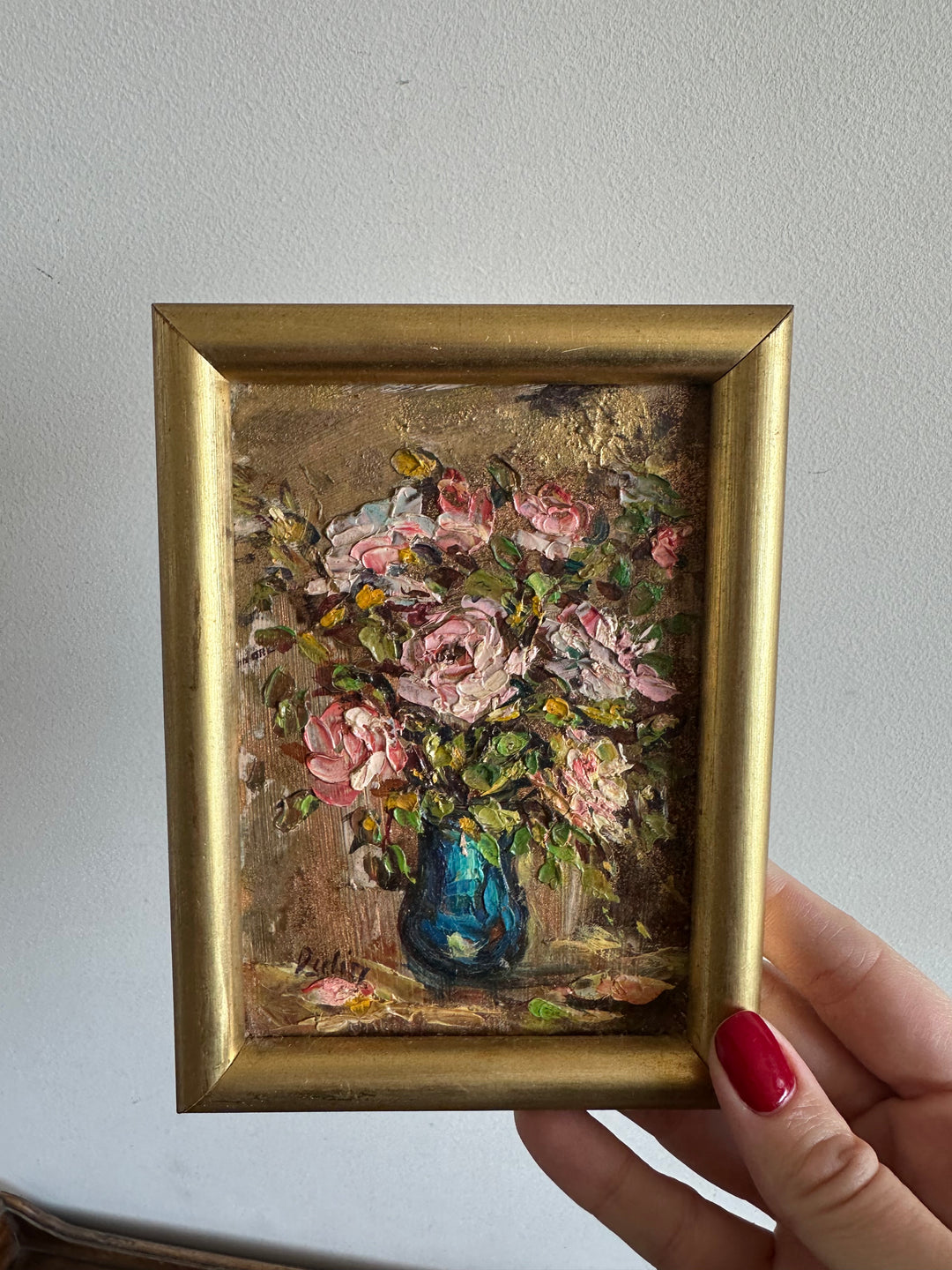 Peintures florales tailles mini dans leurs cadres en bois