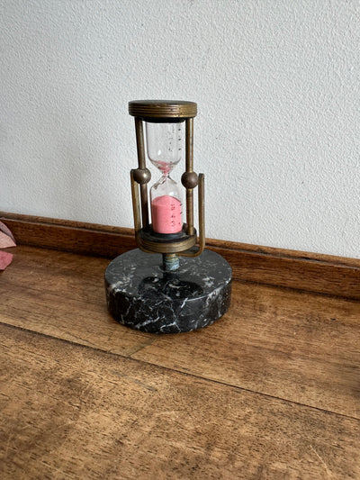 Sablier en laiton sur socle en marbre Telephone Timer