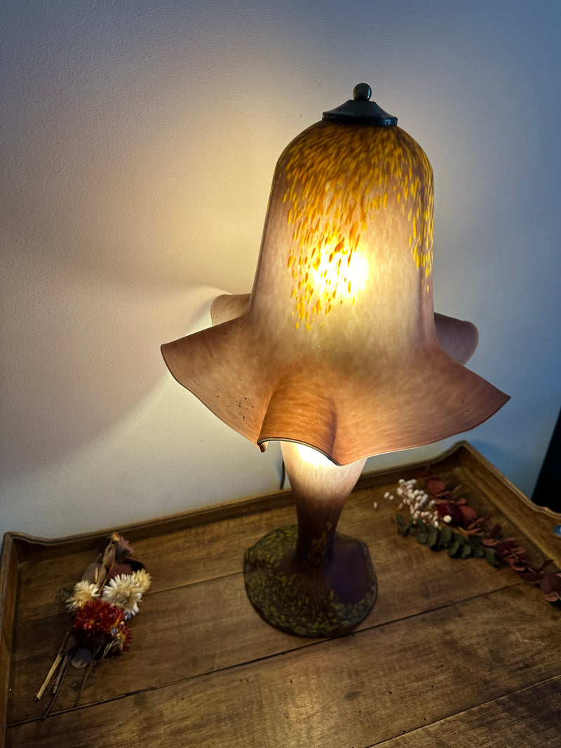 Lampe tulipe en verre intégral éclairage double