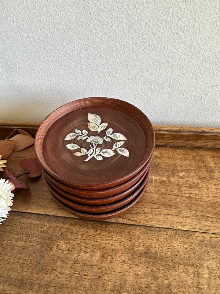 Sous-verres en bois et nacre