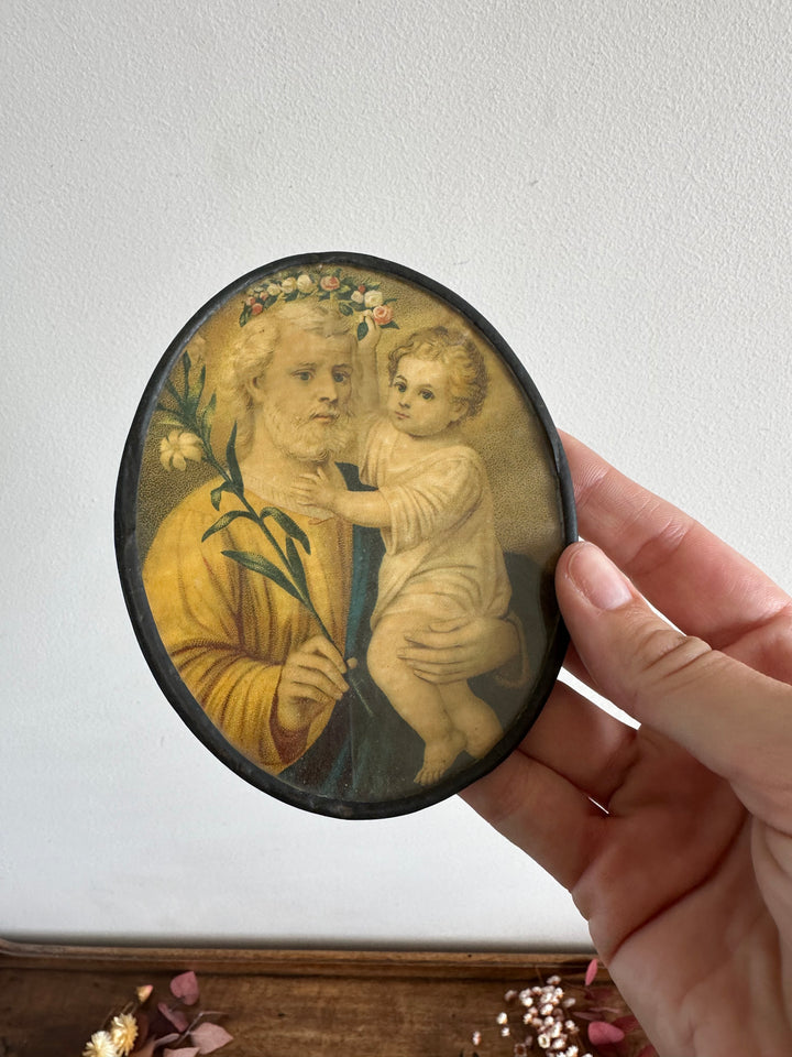 Médaillon religieux Saint Joseph et l'enfant Jésus