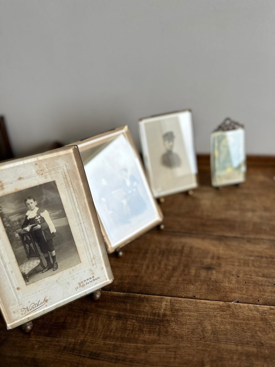 Cadres photos en laiton et verre biseauté époque Napoléon III