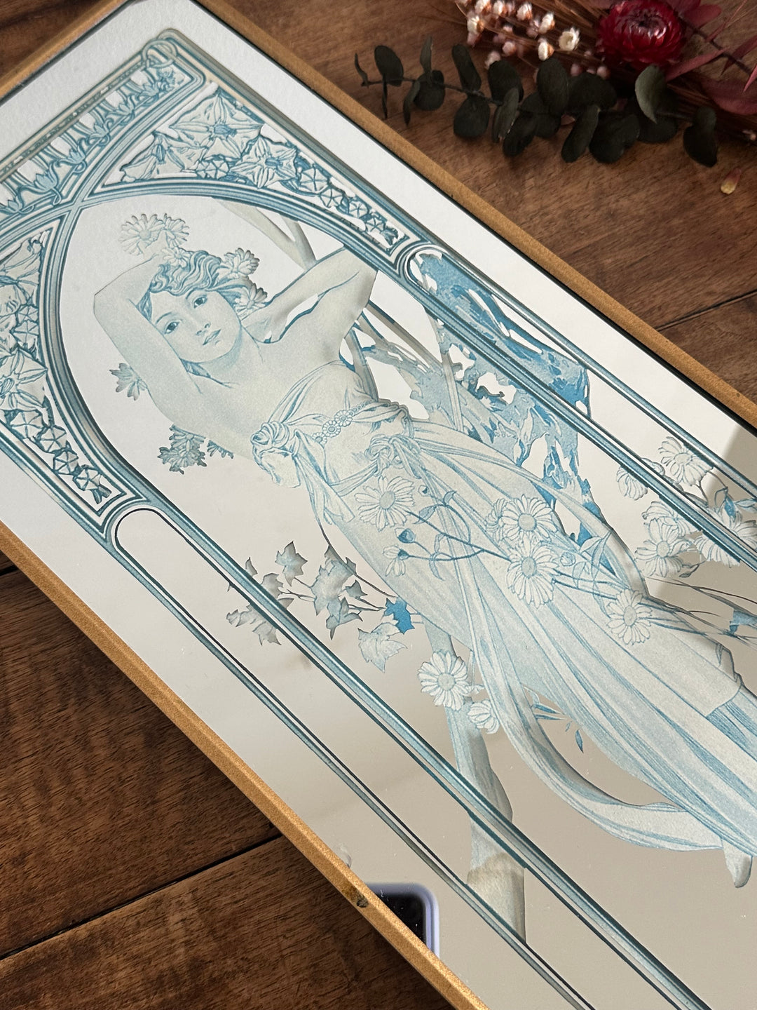 Miroir d'après mucha années 60 style Art Nouveau