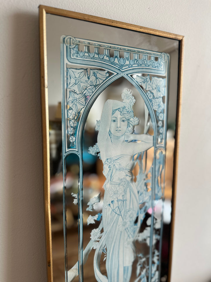 Miroir d'après mucha années 60 style Art Nouveau