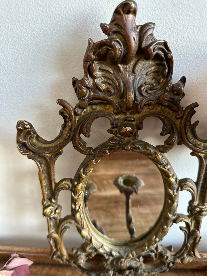 Miroir baroque en bronze bougeoirs amovibles