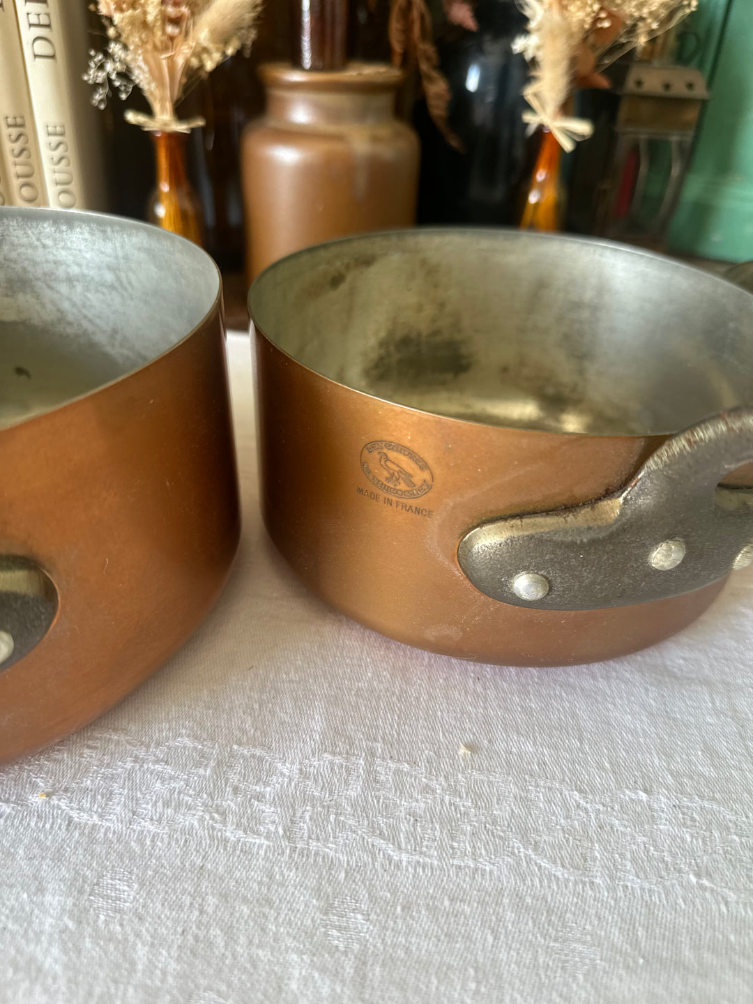 Les Cuivres De Faucogney - Ensemble de 4 casseroles en Les Cuivres De Faucogney - Ensemble de 4 casseroles en