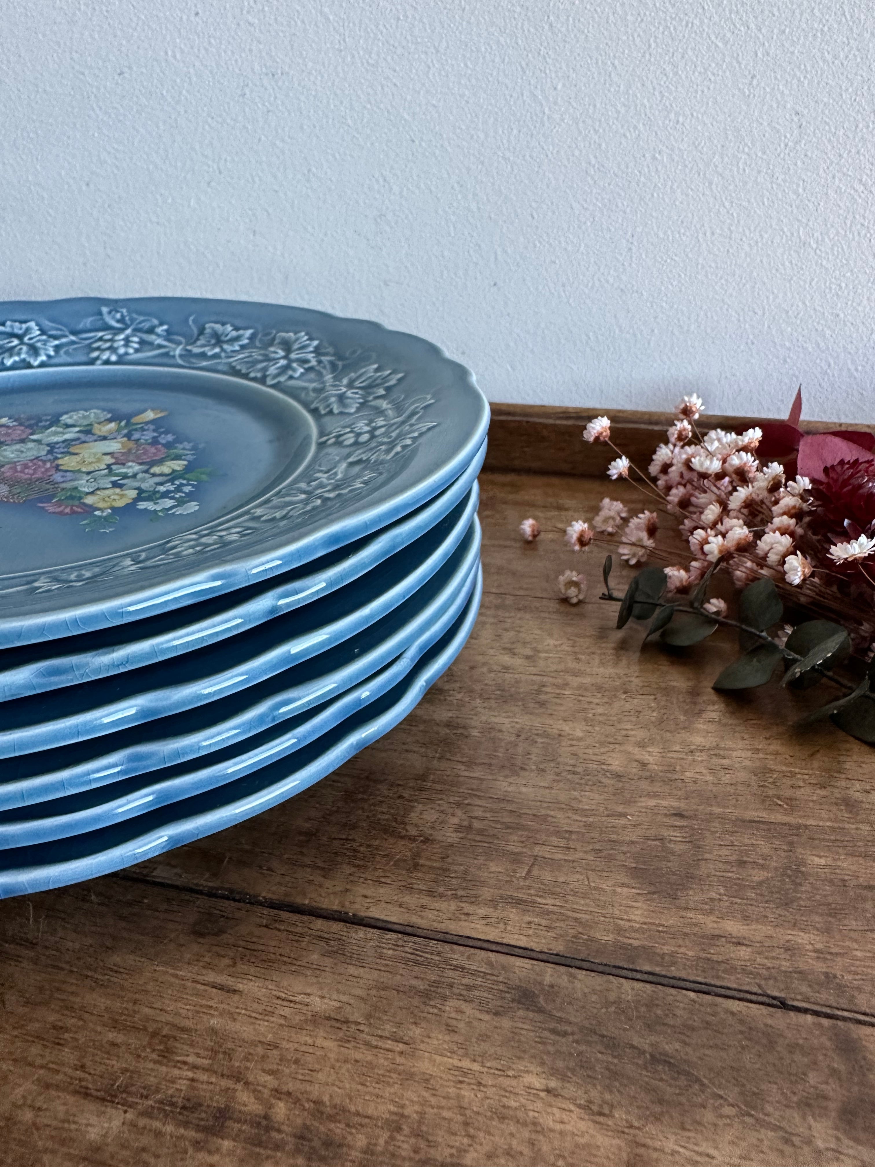 Gien Harmonelle Floral Dessert Plates 6枚 French Made Gien Dessert