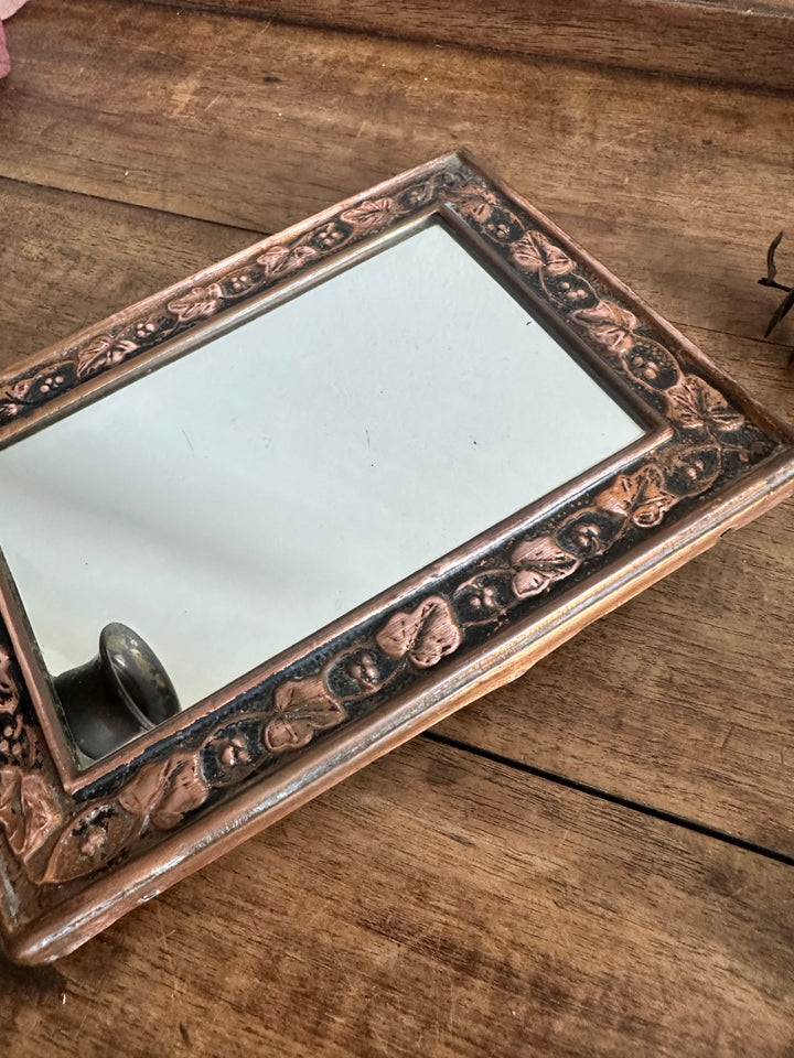 Miroir anglais en cuivre bougeoir frontal